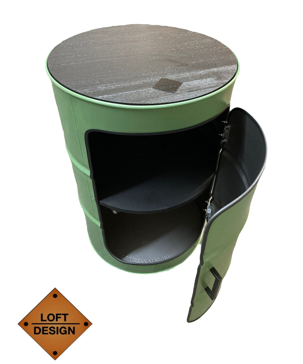 DENNIS Designer Fass Minibar - 208L Ölfass Schrank mit Tür Industrial Style