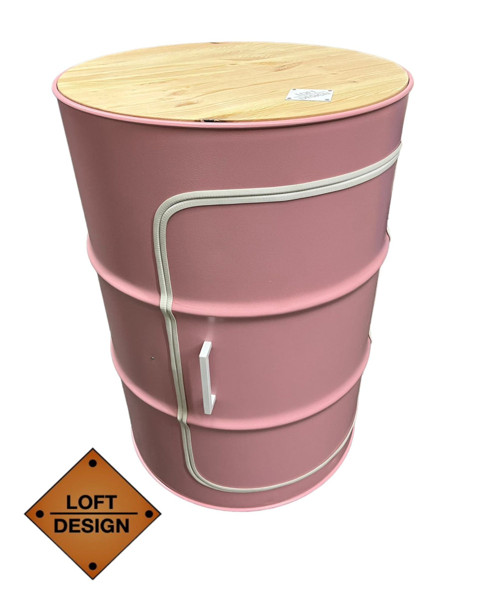 DENNIS Designer Fass Minibar - 208L Ölfass Schrank mit Tür Industrial Style