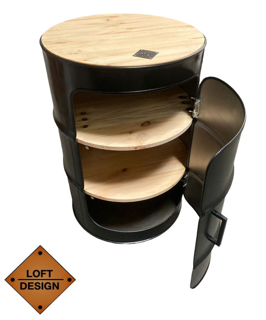 DENNIS Designer Fass Minibar - 208L Ölfass Schrank mit Tür Industrial Style