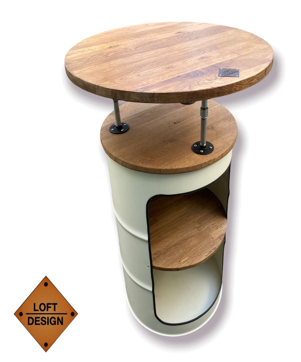 LARS Designer Fass Stehtisch - 208L Ölfass Bartisch 110cm Industrial Style