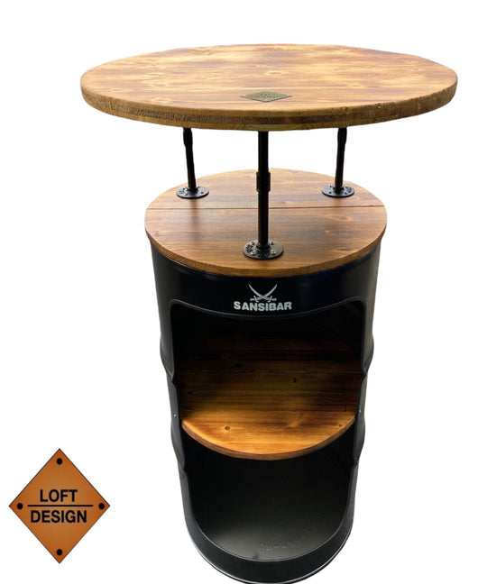 LARS Designer Fass Stehtisch - 208L Ölfass Bartisch 110cm Industrial Style