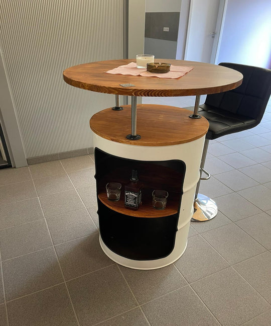 LARS Designer Fass Stehtisch - 208L Ölfass Bartisch 110cm Industrial Style