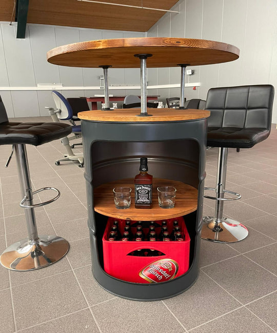 LARS Designer Fass Stehtisch - 208L Ölfass Bartisch 110cm Industrial Style