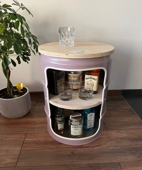 BENNE Designer Fass Minibar - 60L Ölfass Stehtisch mit Tür Industrial Style