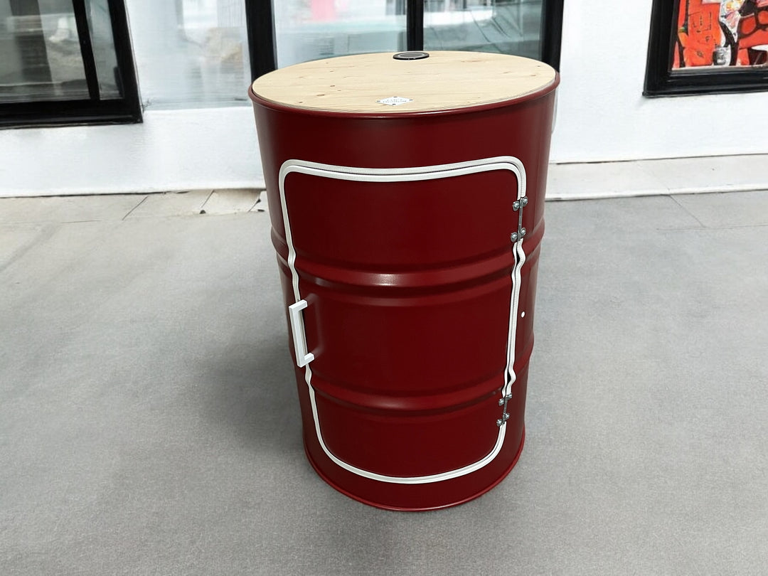 DENNIS Designer Fass Minibar - 208L Ölfass Schrank mit Tür Industrial Style