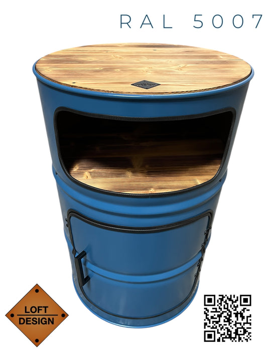 HULK Designer Fass Schrank - 208L Ölfass Premium Minibar mit 3 Brettern