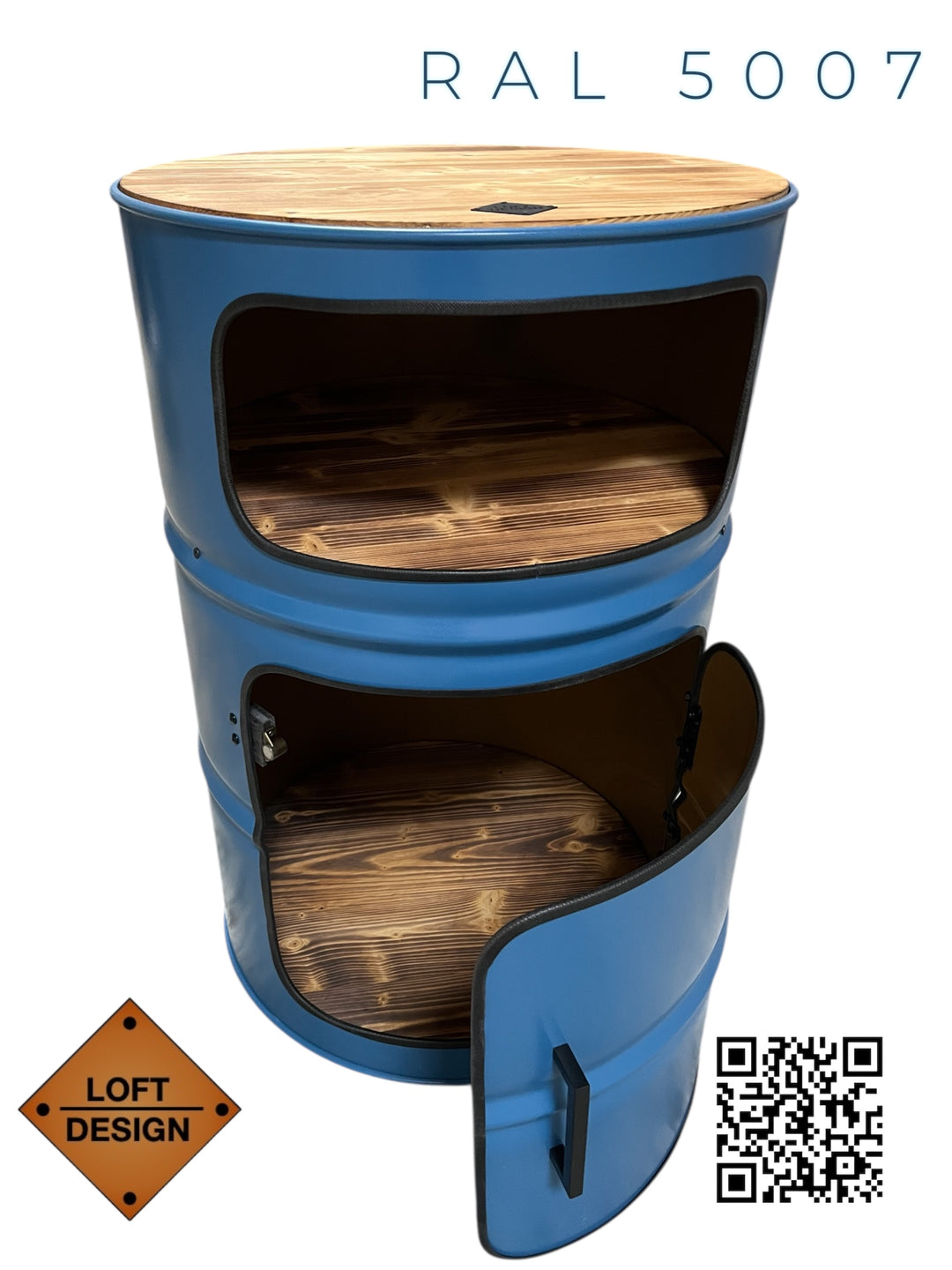 HULK Designer Fass Schrank - 208L Ölfass Premium Minibar mit 3 Brettern