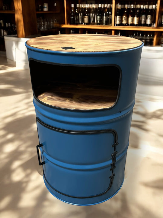 HULK Designer Fass Schrank - 208L Ölfass Premium Minibar mit 3 Brettern