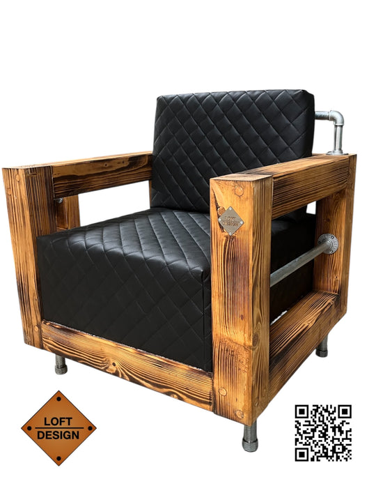 Industrial Lounge Sessel - Handgefertigt aus Kiefernholz