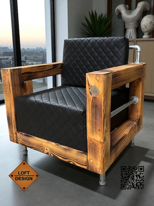 Industrial Lounge Sessel - Handgefertigt aus Kiefernholz