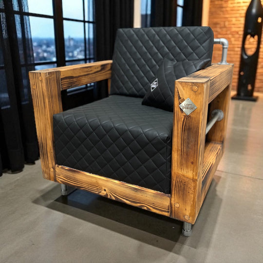 Industrial Lounge Sessel - Handgefertigt aus Kiefernholz