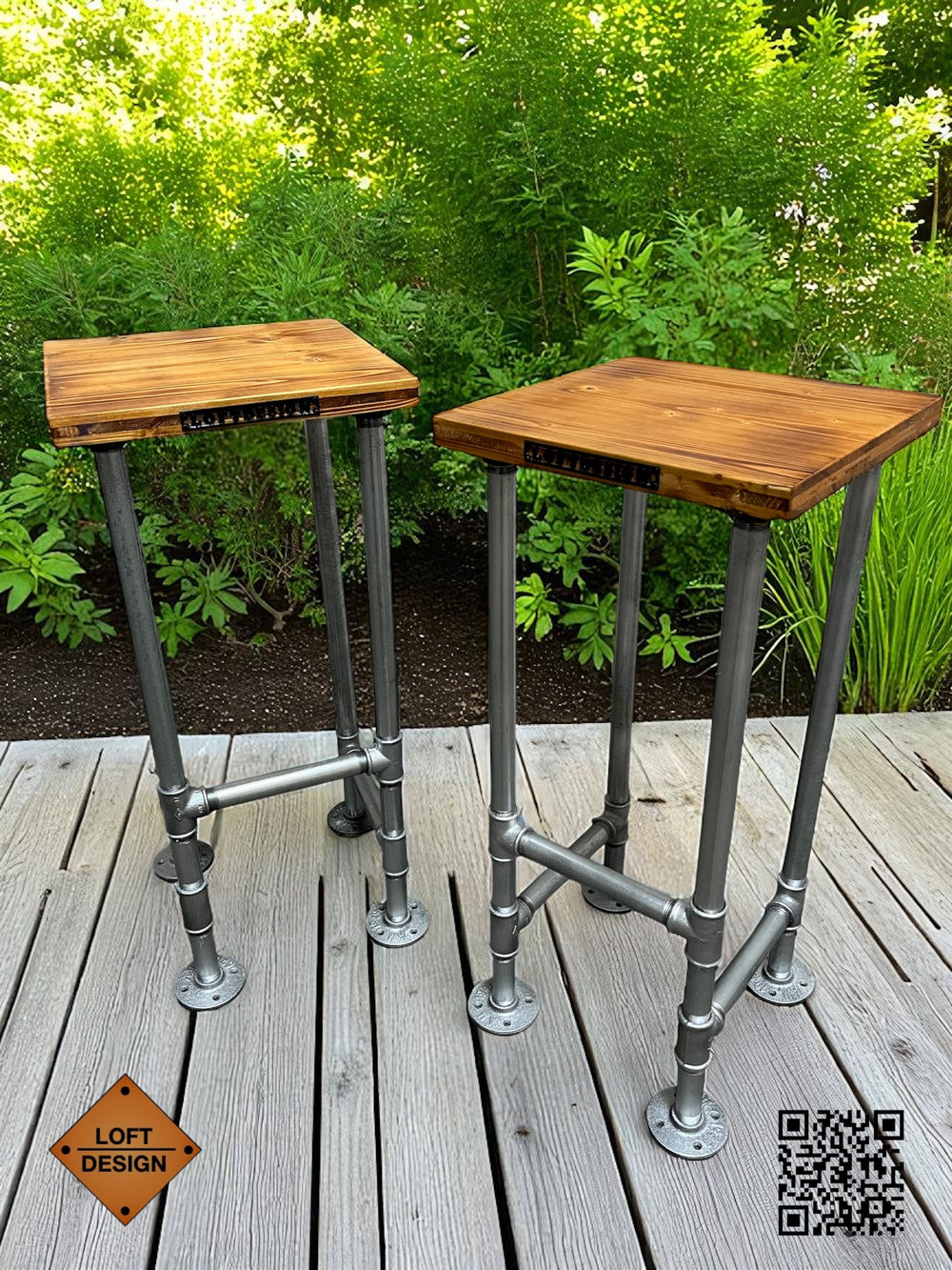 ROCKY Barhocker - Kiefer Fichte 72cm mit Bodenausgleich Industrial Style