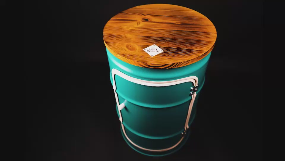 BENNE Designer Fass Minibar - 60L Ölfass Stehtisch mit Tür Industrial Style