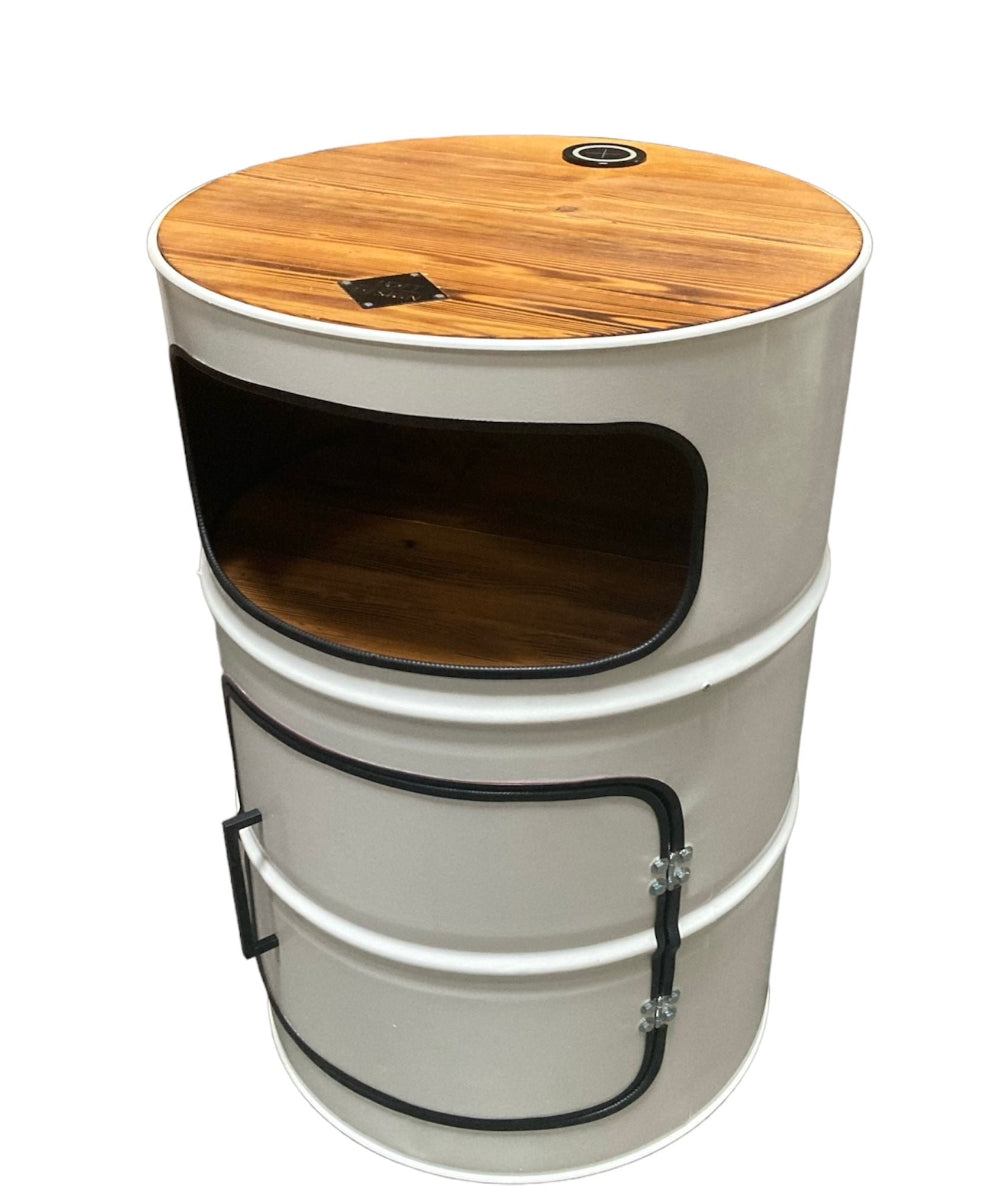 HULK Designer Fass Schrank - 208L Ölfass Premium Minibar mit 3 Brettern