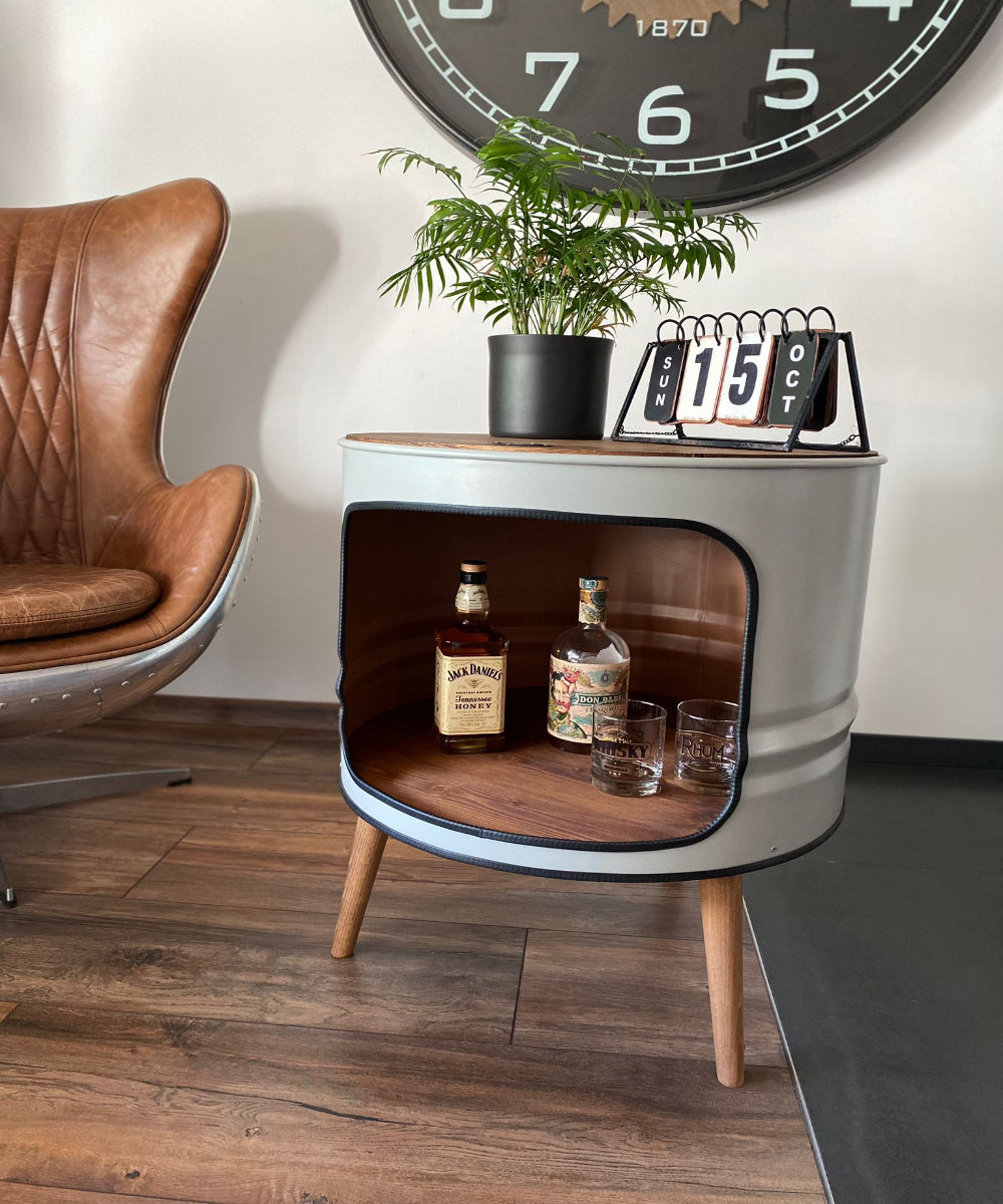 LISSY Designer Fass Couchtisch - 208L Ölfass Beistelltisch Industrial Style