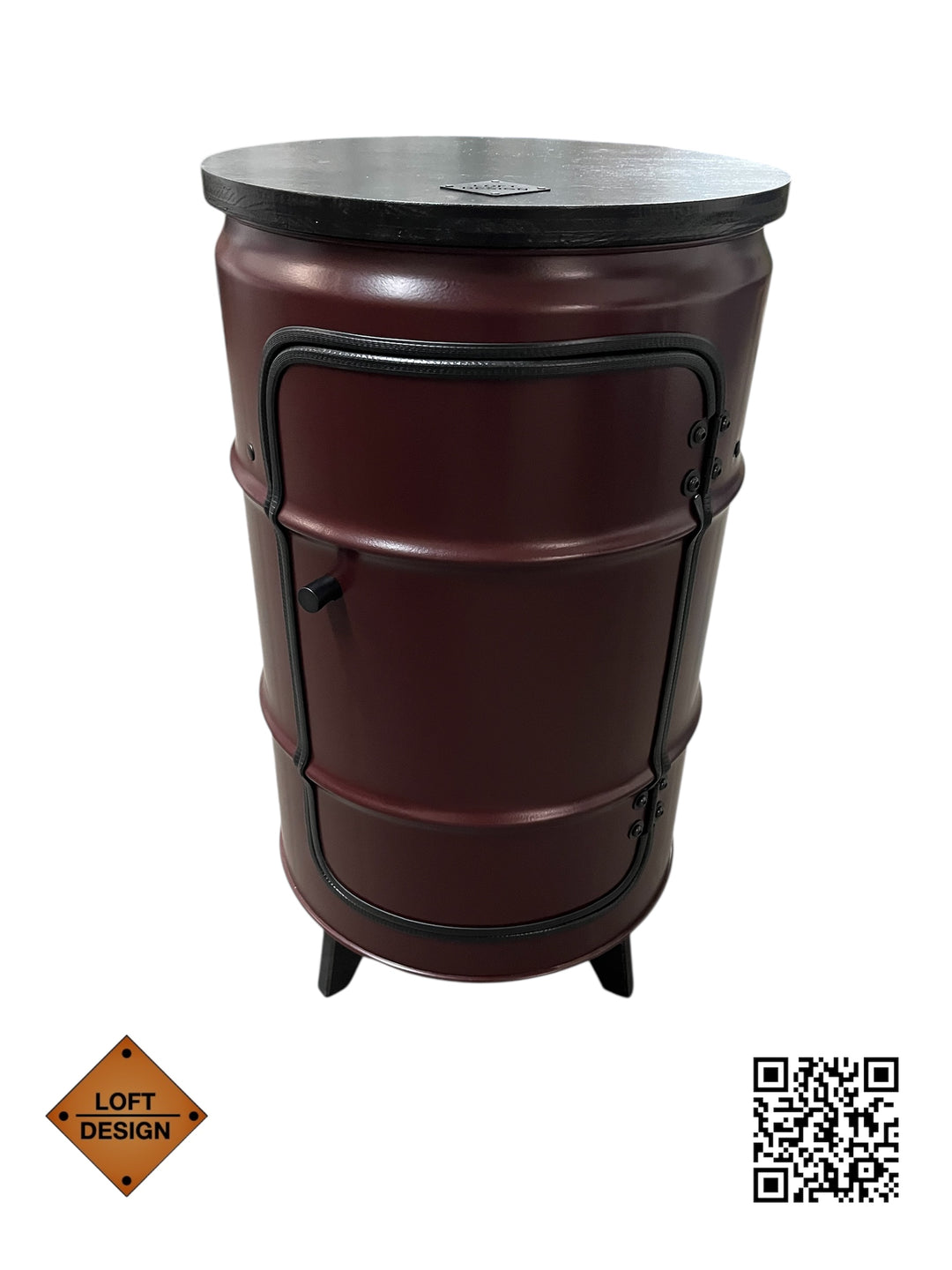 BENNE Designer Fass Minibar - 60L Ölfass Stehtisch mit Tür Industrial Style