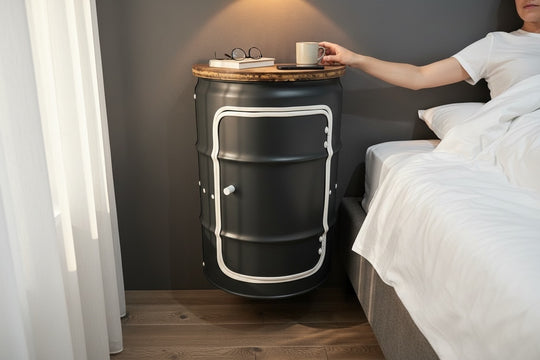 HALBZEIT Designer Fass Couchtisch - 208L Ölfass halbiert Industrial Style