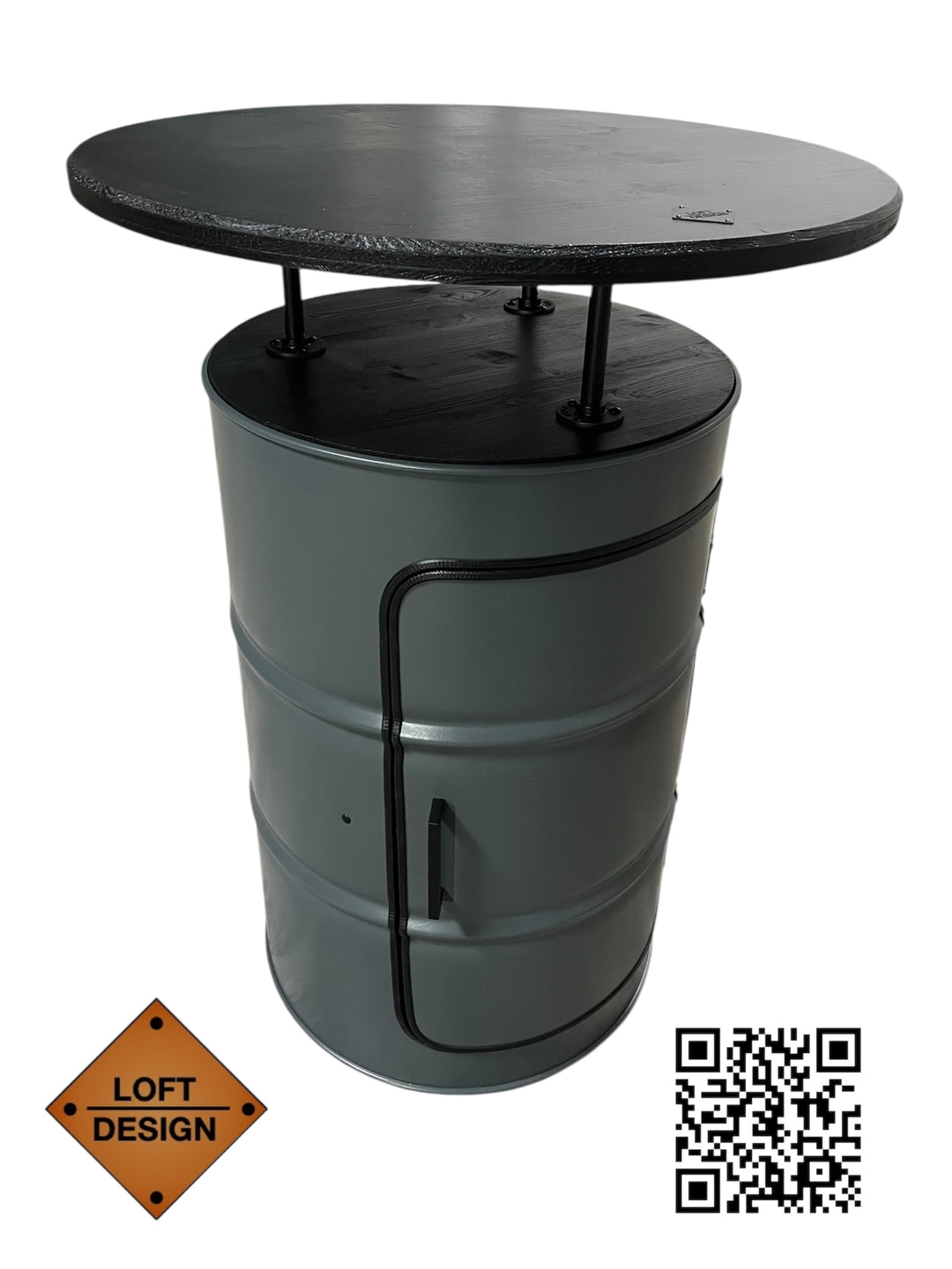 LARS Designer Fass Stehtisch - 208L Ölfass Bartisch 110cm Industrial Style