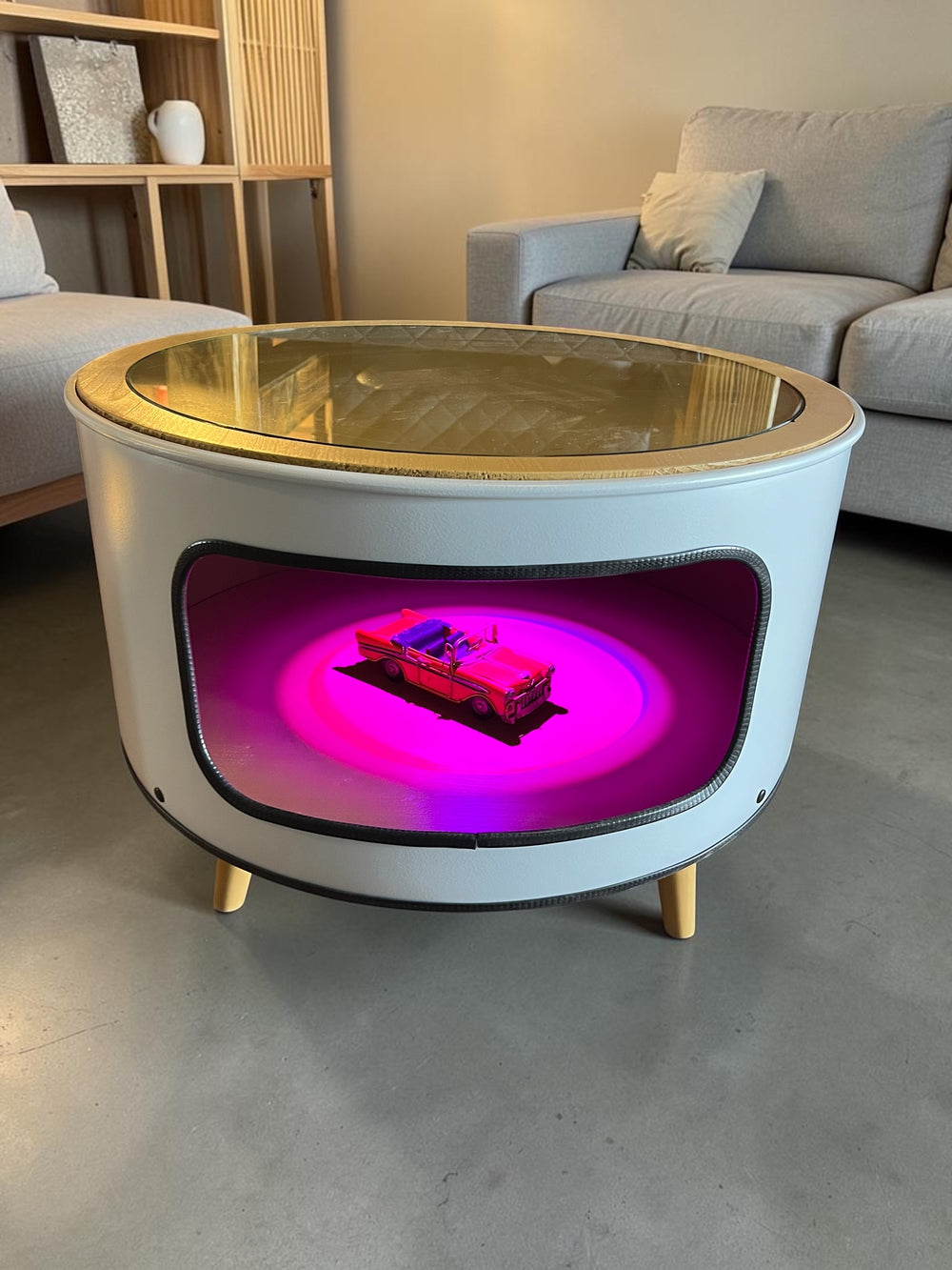 KILLEFIT Designer Fass Nachttisch - 208L Ölfass Couchtisch niedrig Industrial
