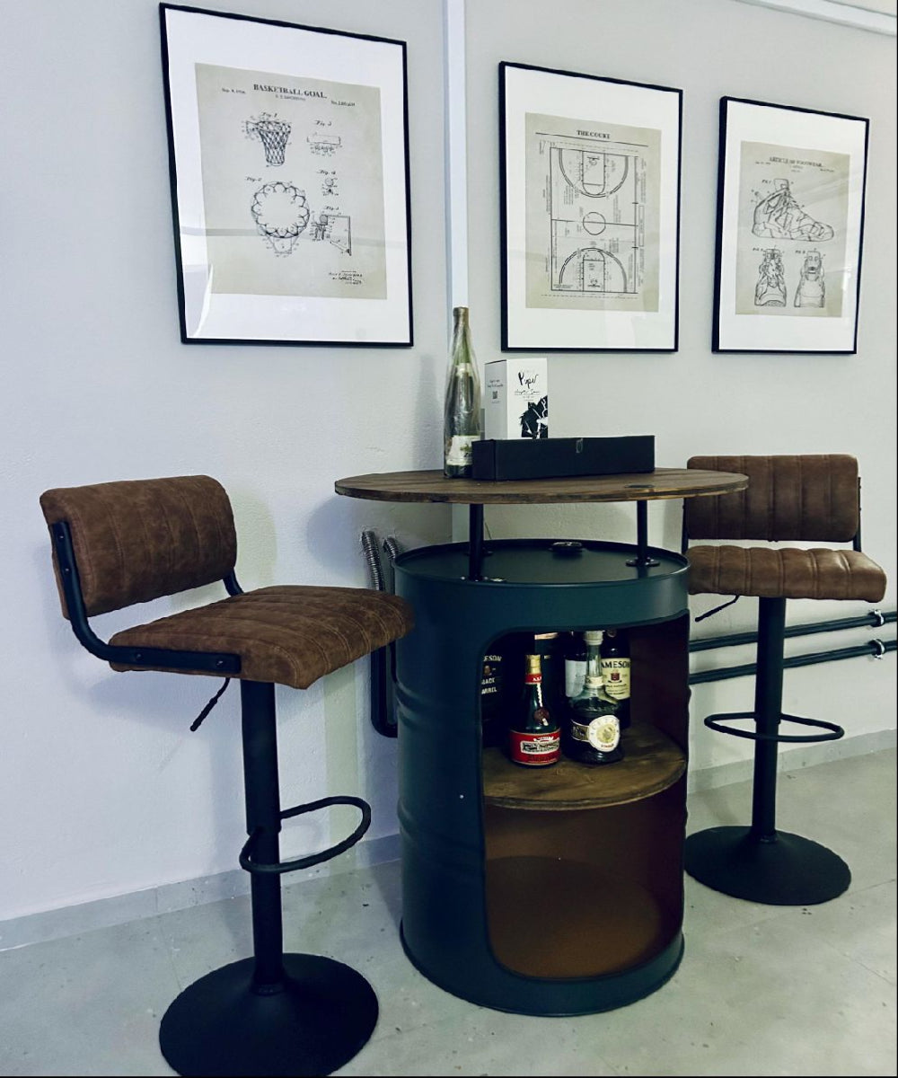 LARS Designer Fass Stehtisch - 208L Ölfass Bartisch 110cm Industrial Style