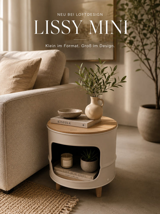LISSY Designer Fass Couchtisch - 208L Ölfass Beistelltisch Industrial Style