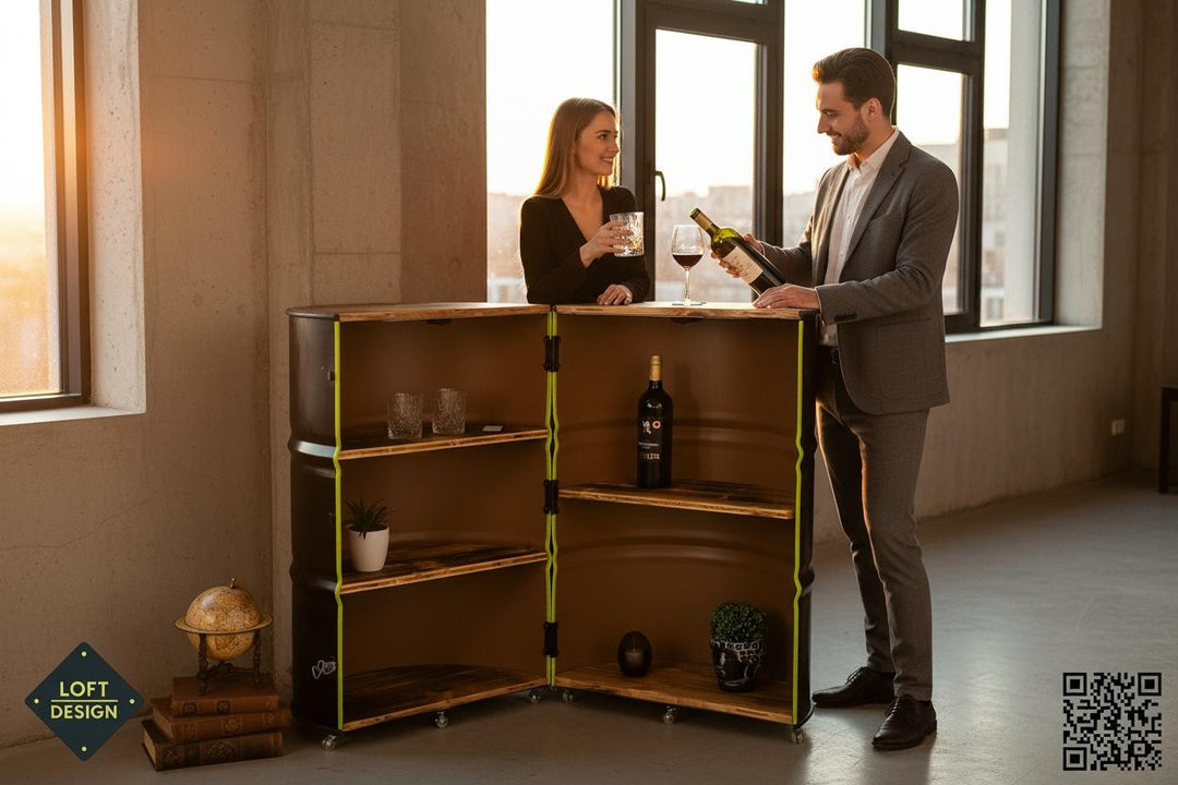 MESSE Designer Fass-Schrank - 208L Ölfass