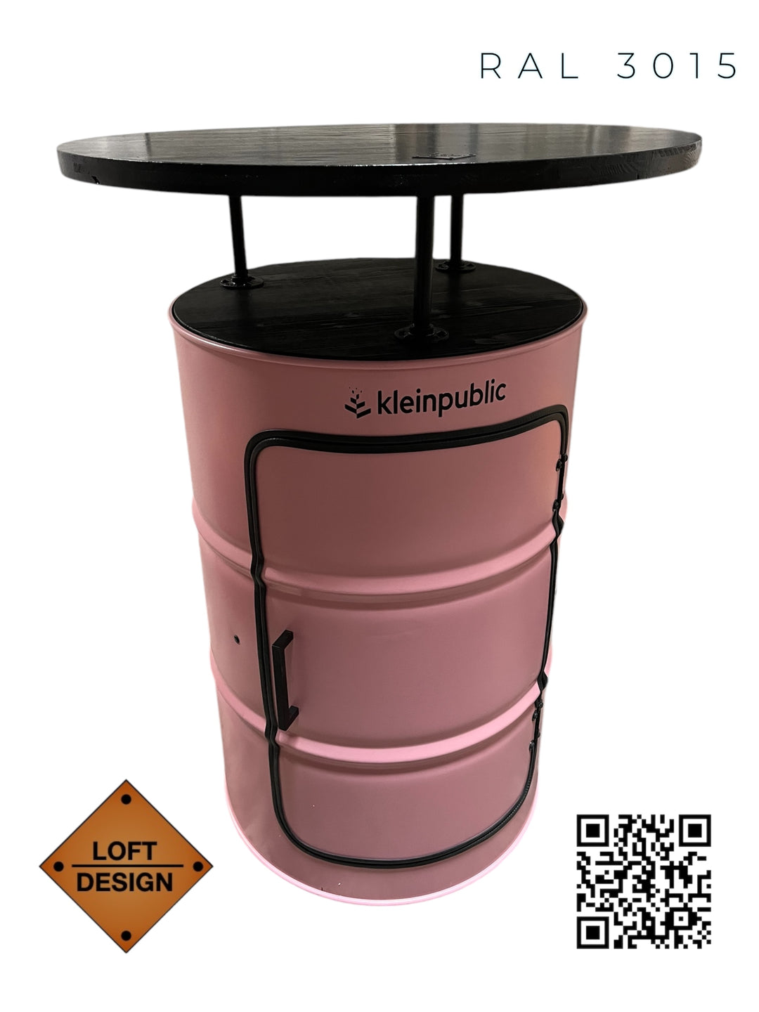 LARS MASSIV Designer Fass Stehtisch - 208L Ölfass Bartisch 110cm Industrial Style