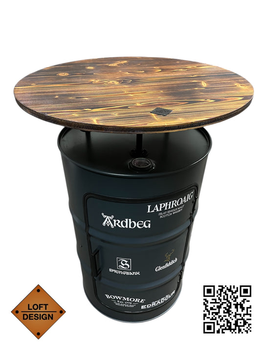 LARS Designer Fass Stehtisch - 208L Ölfass Bartisch 110cm Industrial Style