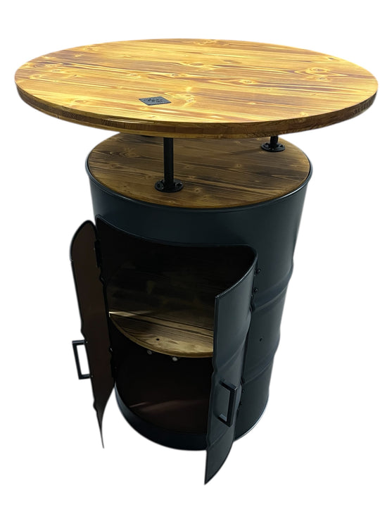 LARS MASSIV Designer Fass Stehtisch - 208L Ölfass Bartisch 110cm Industrial Style