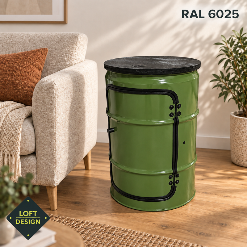 BENNE in RAL 6025 mit schwarzer Holzplatte