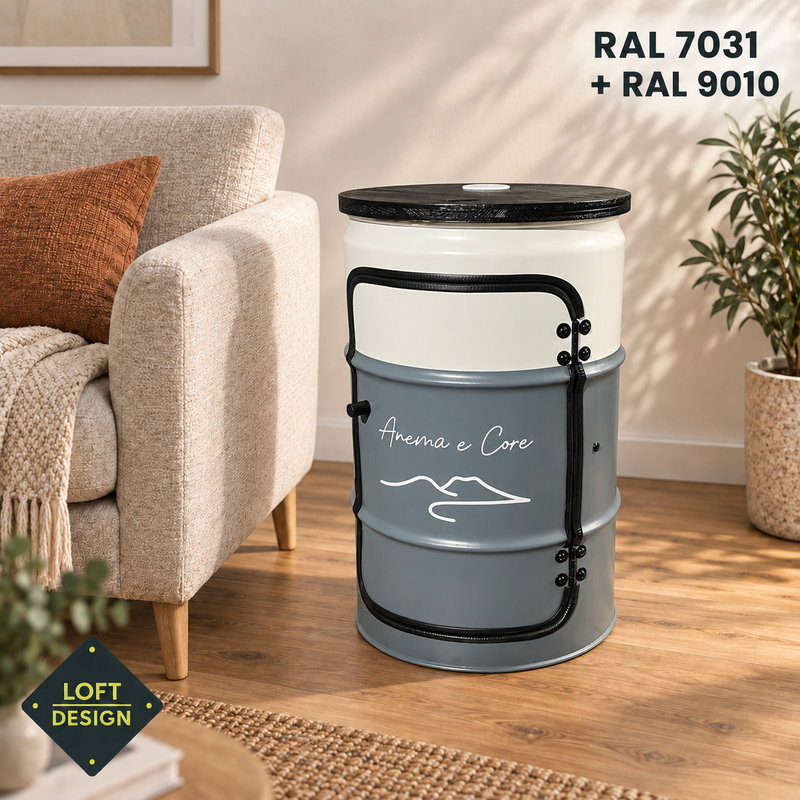 BENNE in RAL 7031 und RAL 9010 mit persönlicher Beschriftung