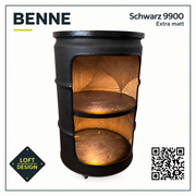 BENNE Schwarz 9900 – Extra matt, Sonderfarbe, goldenes Fächermuster und Beleuchtung