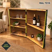 MESSE Deko Wohnzimmer RAL7016 – klappbar. Beispielausführung; Ausstattung siehe Auswahl.