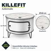 KILLEFIT – Außenmaße: Ø 60 cm, Gesamthöhe ca. 43 cm inklusive Unterbau.